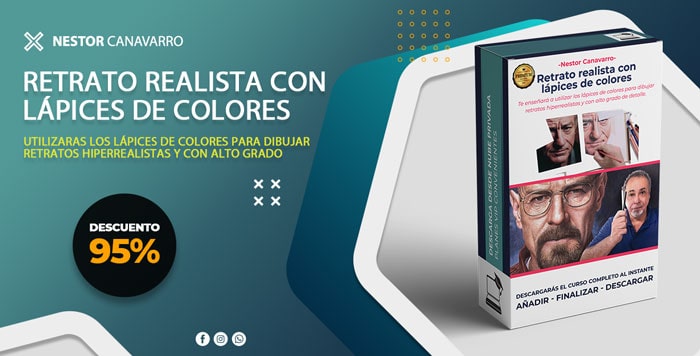 Retrato realista con lápices de colores - Nestor Canavarro